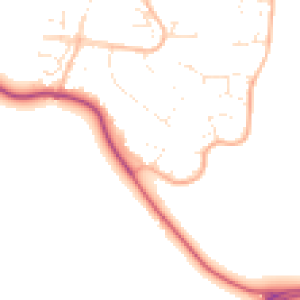 Daytime road noise heatmap for GL2 8EQ