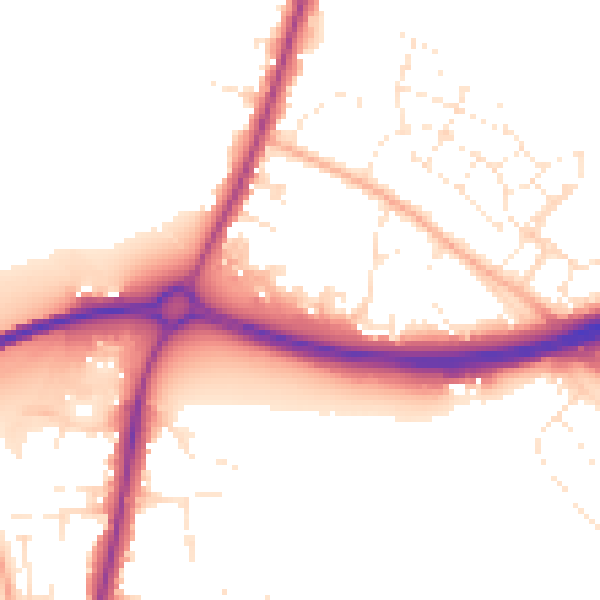 Daytime road noise heatmap for GL2 9AE
