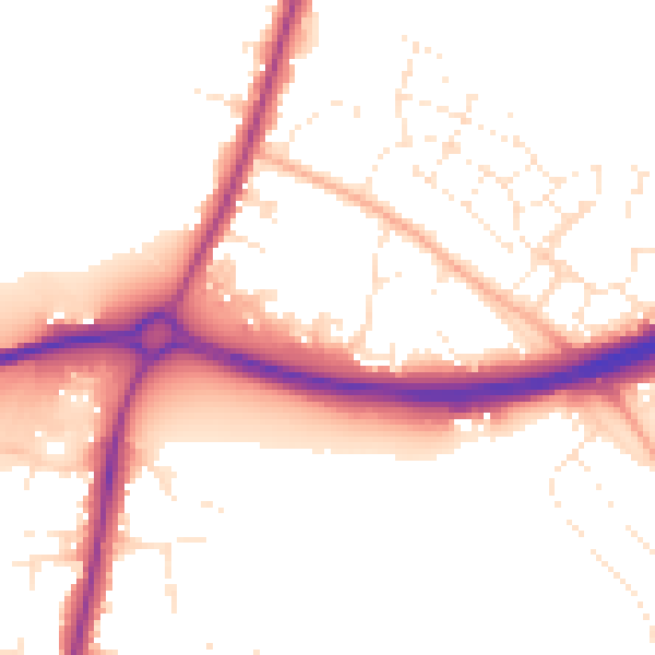 Daytime road noise heatmap for GL2 9AJ