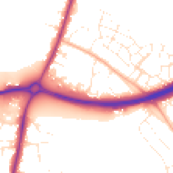 Daytime road noise heatmap for GL2 9AL