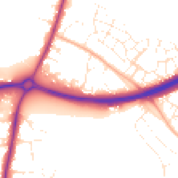 Daytime road noise heatmap for GL2 9AN