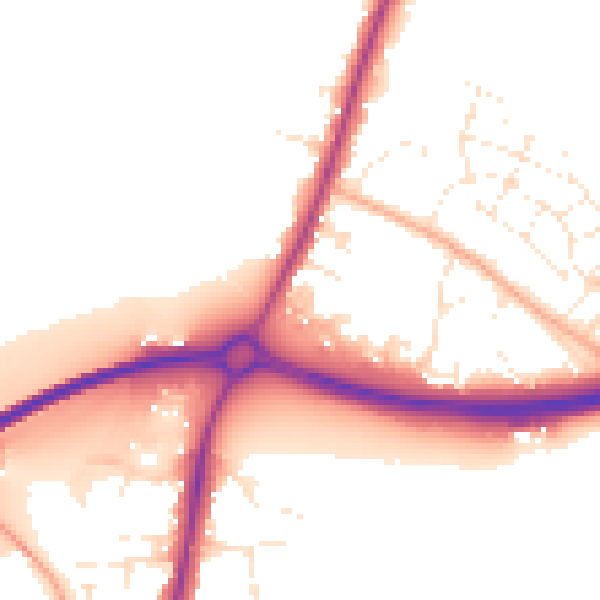 Daytime road noise heatmap for GL2 9AU