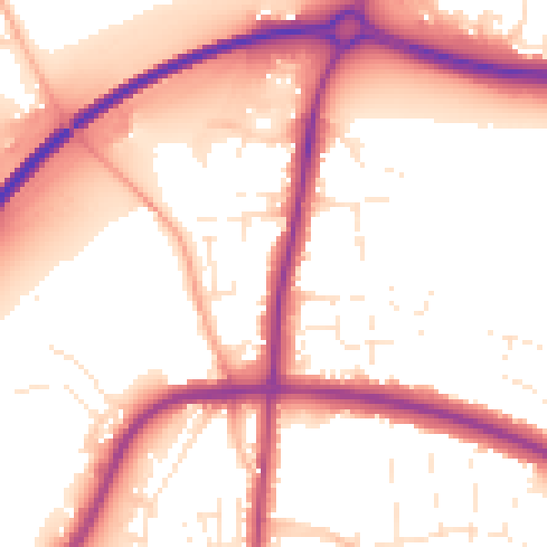Daytime road noise heatmap for GL2 9AY