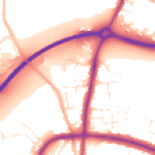 Daytime road noise heatmap for GL2 9BB