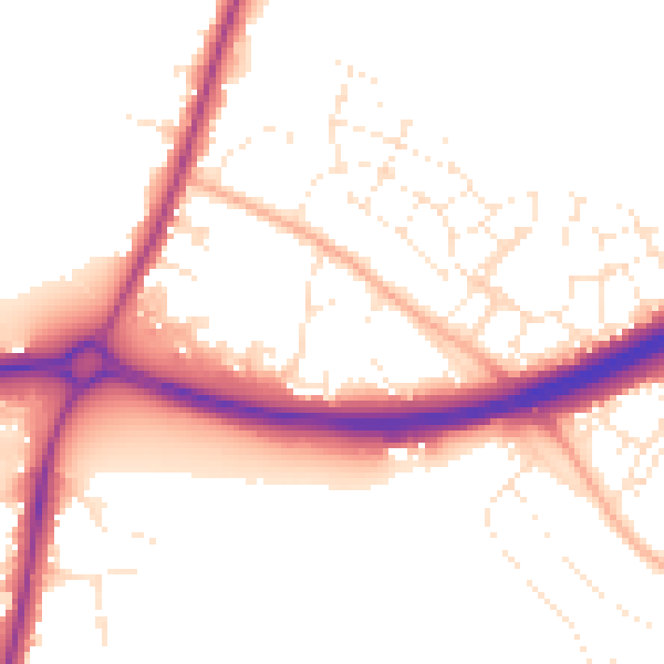 Daytime road noise heatmap for GL2 9BH