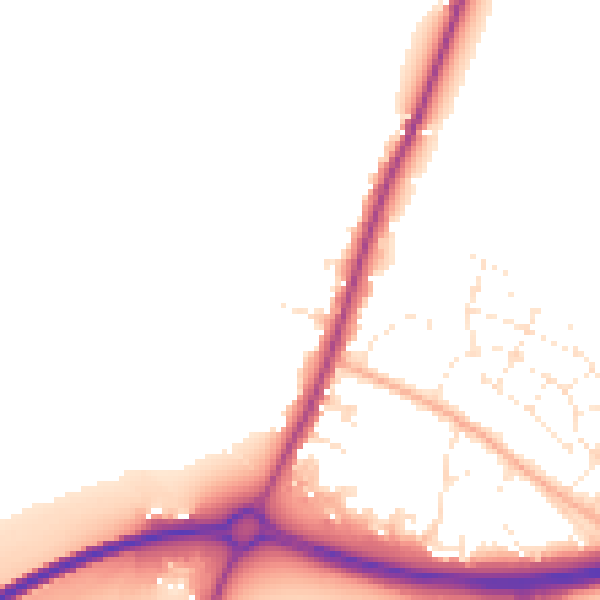 Daytime road noise heatmap for GL2 9BQ