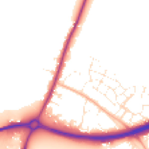 Daytime road noise heatmap for GL2 9BU