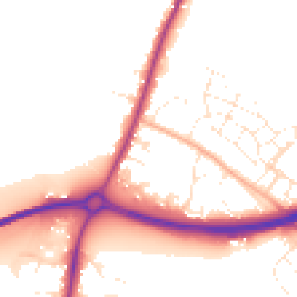 Daytime road noise heatmap for GL2 9DN