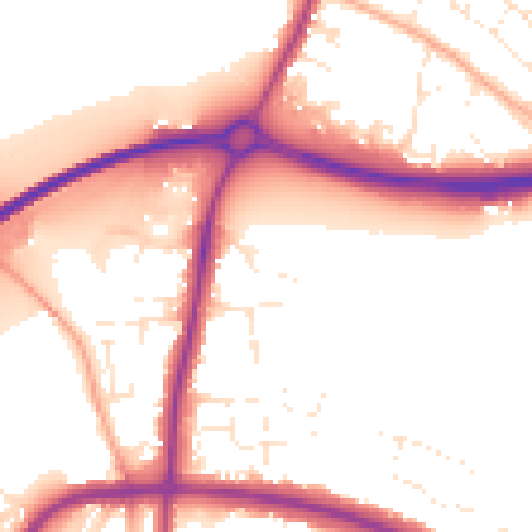 Daytime road noise heatmap for GL2 9DW