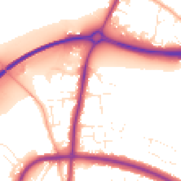 Daytime road noise heatmap for GL2 9ED