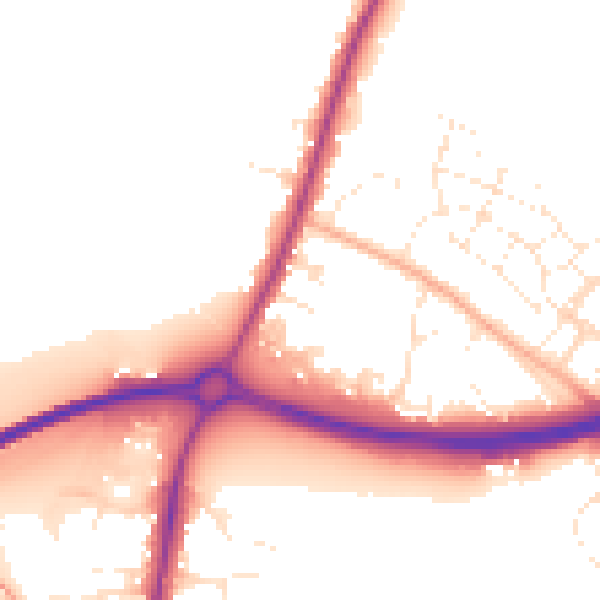 Daytime road noise heatmap for GL2 9EG