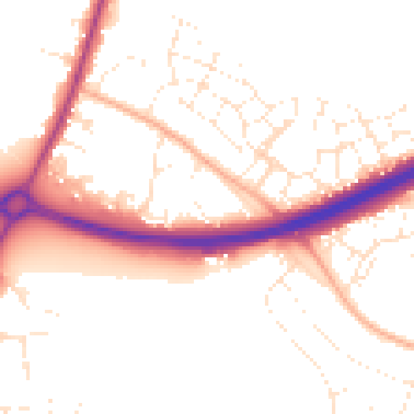 Daytime road noise heatmap for GL2 9ER