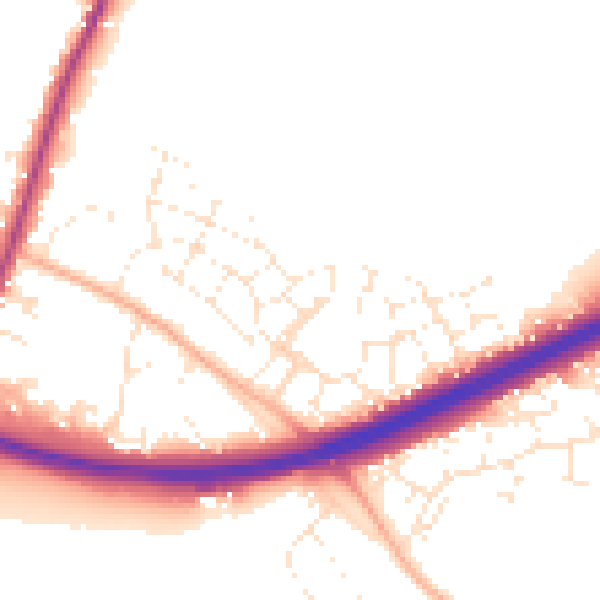 Daytime road noise heatmap for GL2 9FF