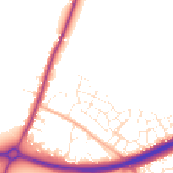 Daytime road noise heatmap for GL2 9FJ