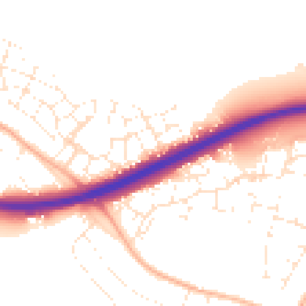 Daytime road noise heatmap for GL2 9FS