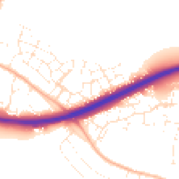 Daytime road noise heatmap for GL2 9FT