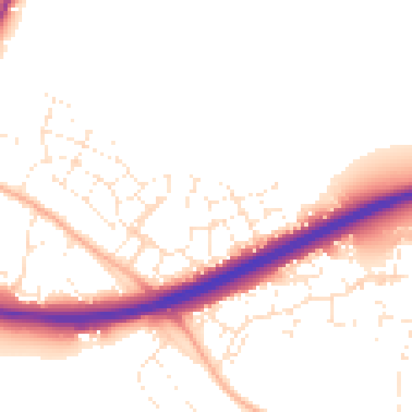 Daytime road noise heatmap for GL2 9FW