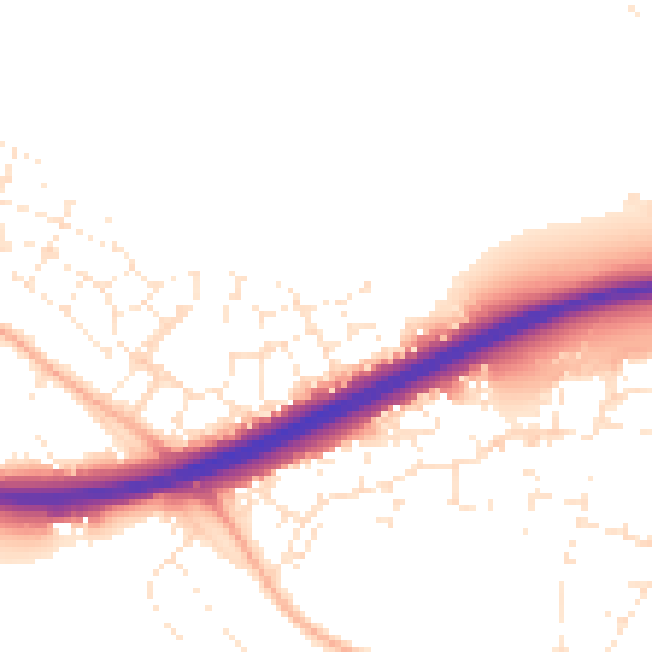 Daytime road noise heatmap for GL2 9FX