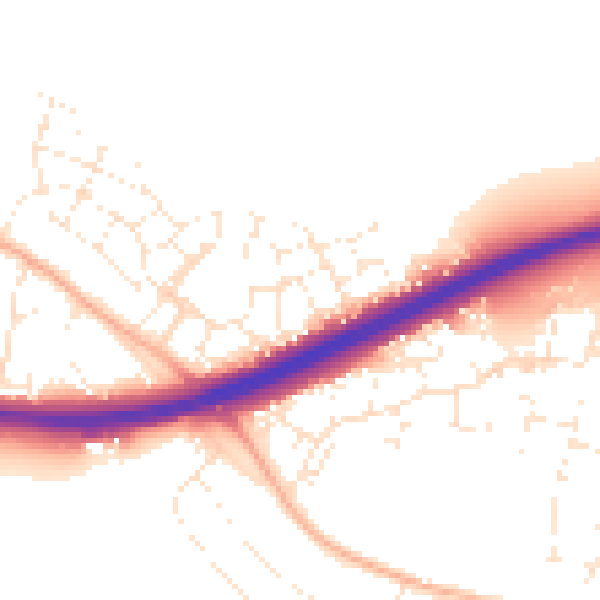 Daytime road noise heatmap for GL2 9FY