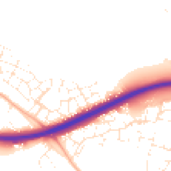 Daytime road noise heatmap for GL2 9FZ