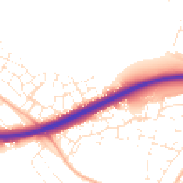 Daytime road noise heatmap for GL2 9GA