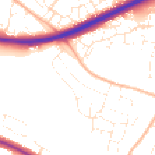 Daytime road noise heatmap for GL2 9HE