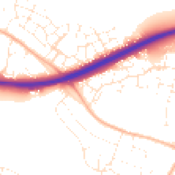 Daytime road noise heatmap for GL2 9HJ