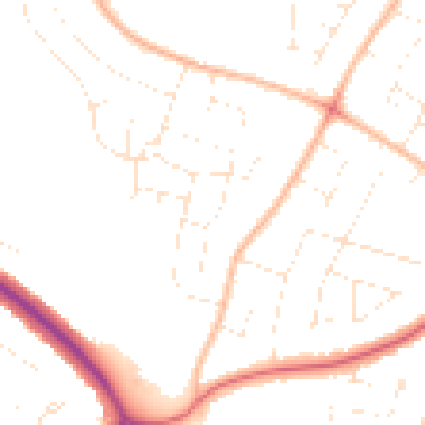 Daytime road noise heatmap for GL2 9JB