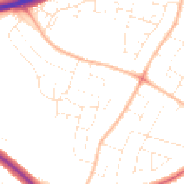 Daytime road noise heatmap for GL2 9JD