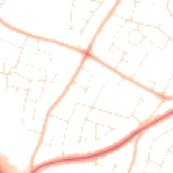 Daytime road noise heatmap for GL2 9LA