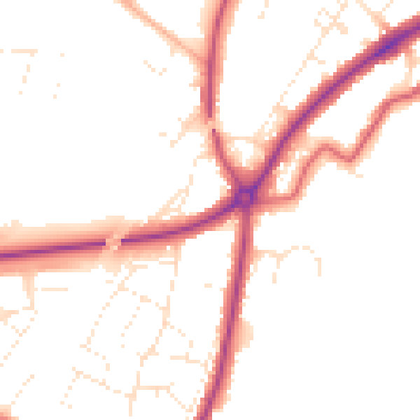 Daytime road noise heatmap for GL4 0AA