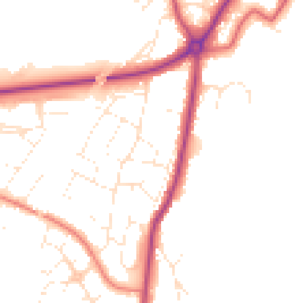 Daytime road noise heatmap for GL4 0AE