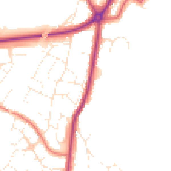 Daytime road noise heatmap for GL4 0AJ