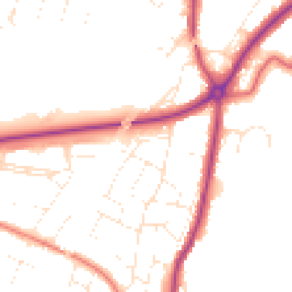 Daytime road noise heatmap for GL4 0AL