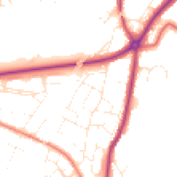 Daytime road noise heatmap for GL4 0AQ