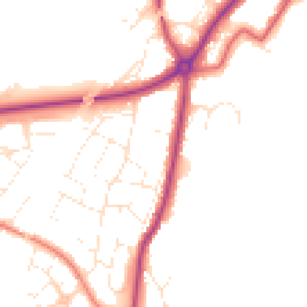 Daytime road noise heatmap for GL4 0AR