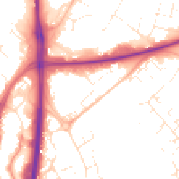 Daytime road noise heatmap for GL4 0AT