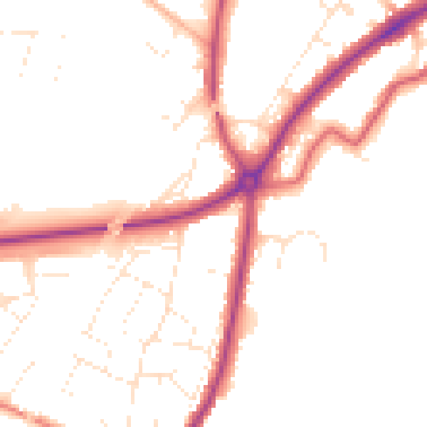 Daytime road noise heatmap for GL4 0AW