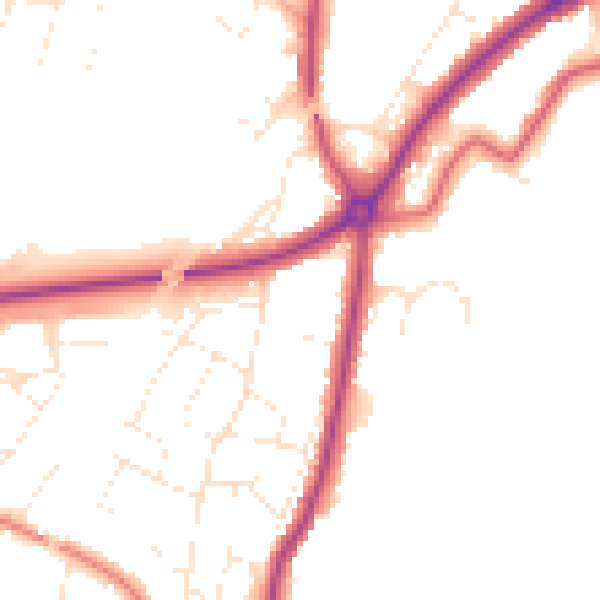 Daytime road noise heatmap for GL4 0AX