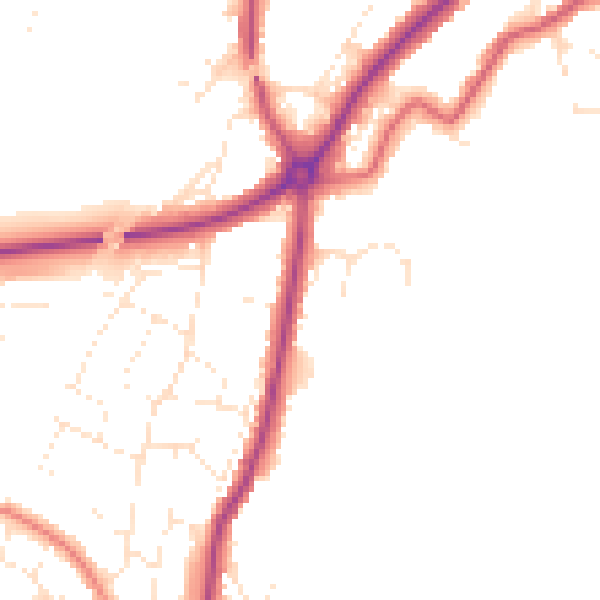 Daytime road noise heatmap for GL4 0AY