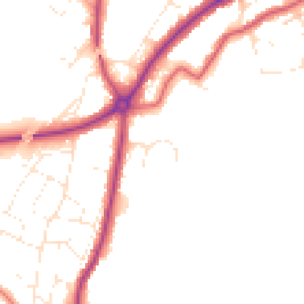 Daytime road noise heatmap for GL4 0AZ