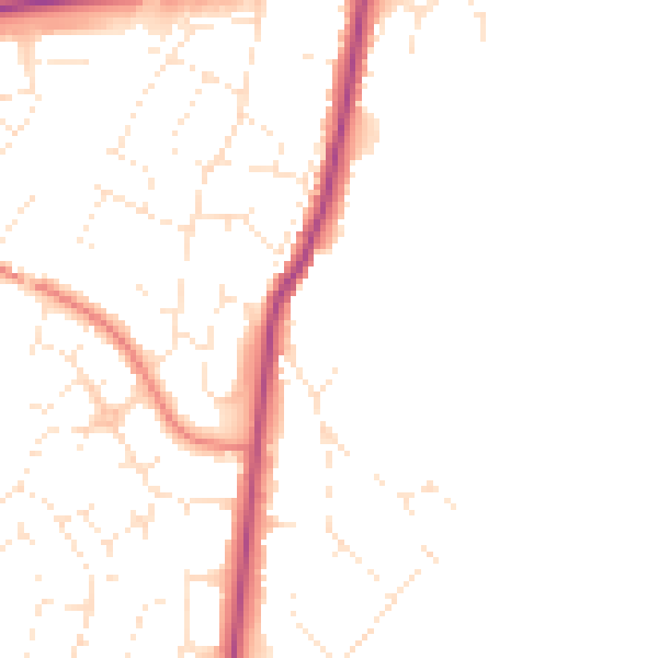 Daytime road noise heatmap for GL4 0BJ