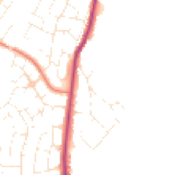 Daytime road noise heatmap for GL4 0BQ