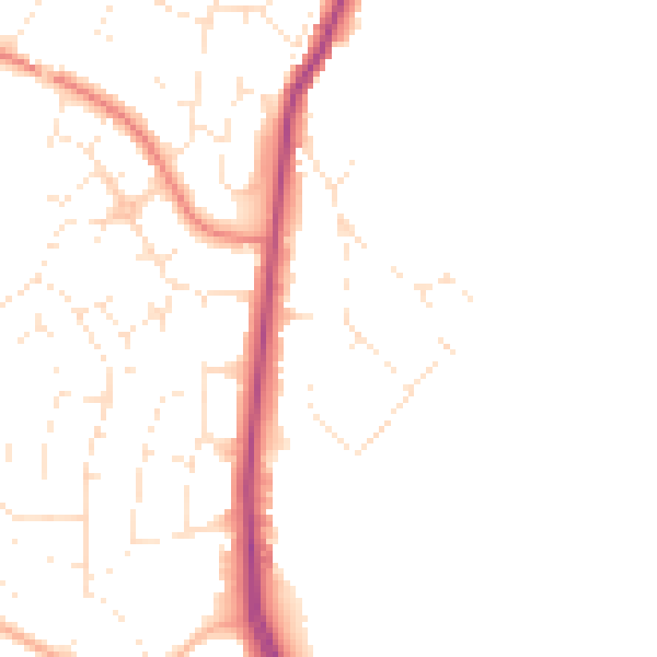 Daytime road noise heatmap for GL4 0BT