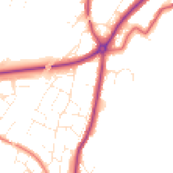 Daytime road noise heatmap for GL4 0BW