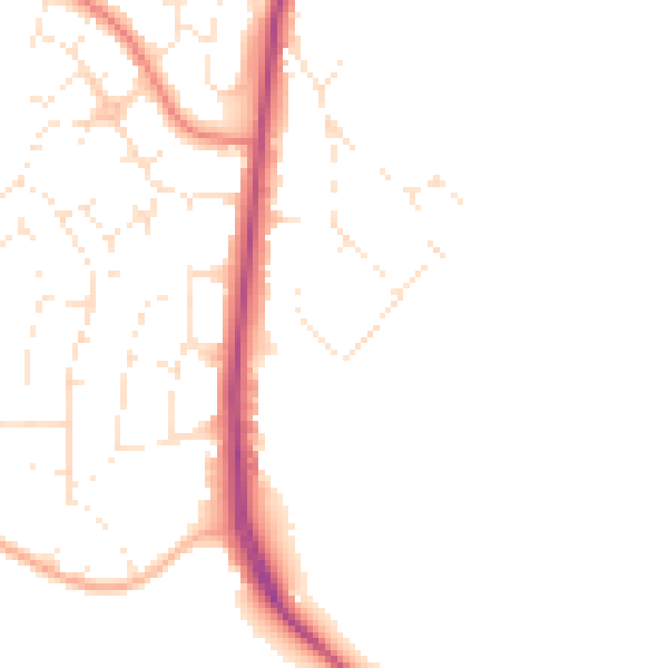 Daytime road noise heatmap for GL4 0BX