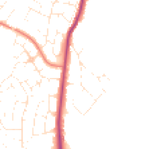 Daytime road noise heatmap for GL4 0BZ