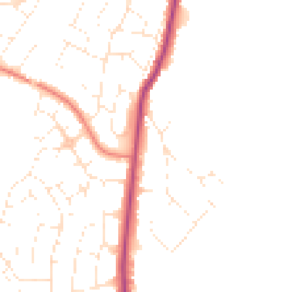 Daytime road noise heatmap for GL4 0DA