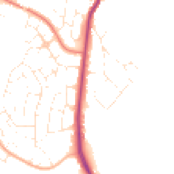 Daytime road noise heatmap for GL4 0DB
