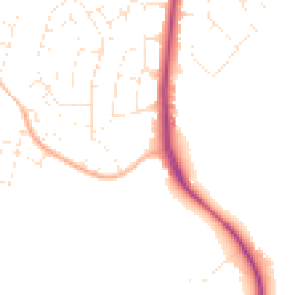 Daytime road noise heatmap for GL4 0DJ